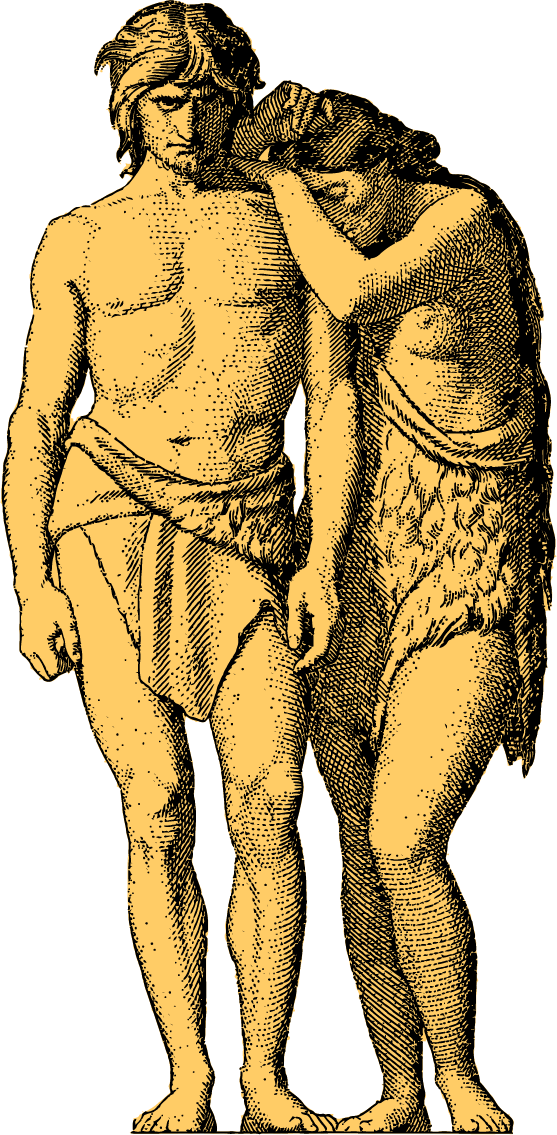 Illustration of Adam and Eve in a garden